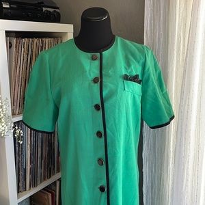 Green Drop Waist Dress with Tiered Skirt, Size 10